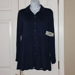New Directions Navy Blue  Button down super soft tunic  Sz PS